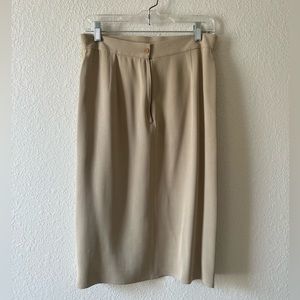 VINTAGE! Calvin Klein Collection 100% Silk Pencil Skirt in Camel Beige Tan